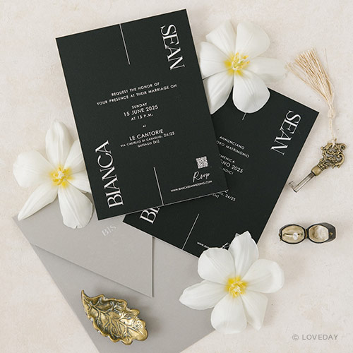 Partecipazione stile moderno,elegante Bianca & Sean - by loveday