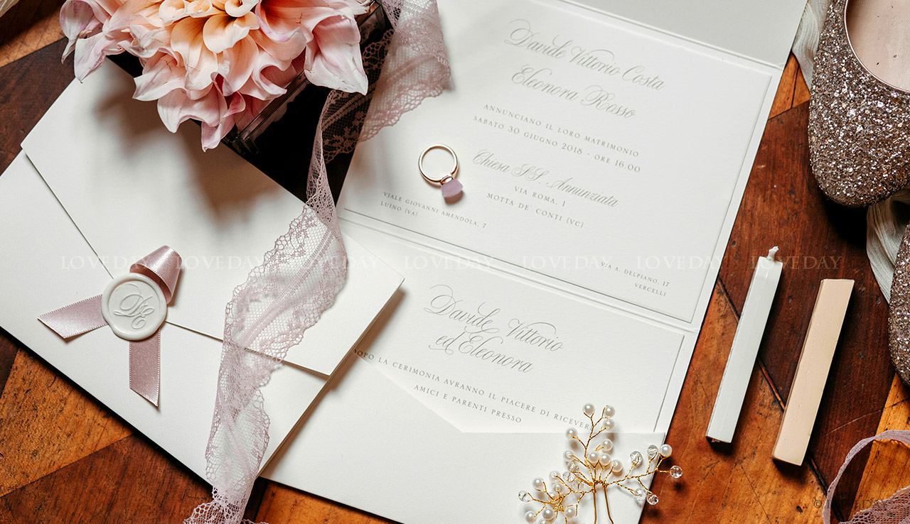collezione matrimonio partecipazione elegante avorio rosa - by loveday