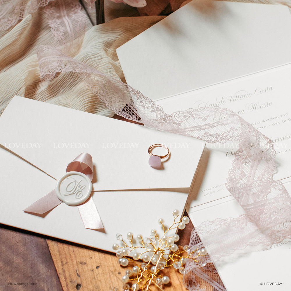 partecipazione matrimonio elegante avorio rosa by Loveday