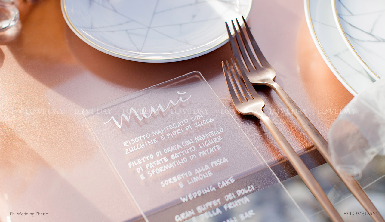 menu trasparente plexiglas crystal by Loveday
