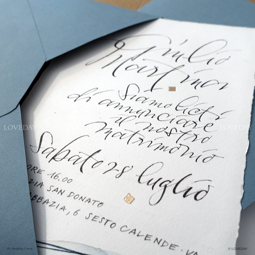 partecipazione matrimonio calligrafia carta cotone by Loveday