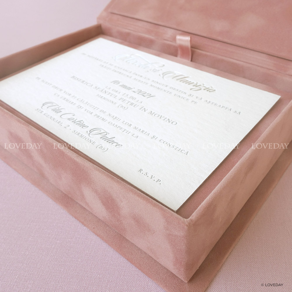 partecipazione scatola velluto rosa by Loveday