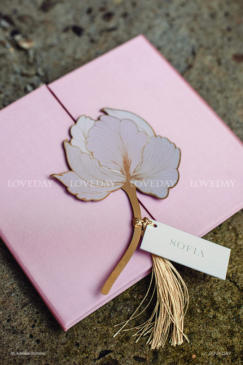 partecipazione folder tela rosa fiore personalizzato by Loveday