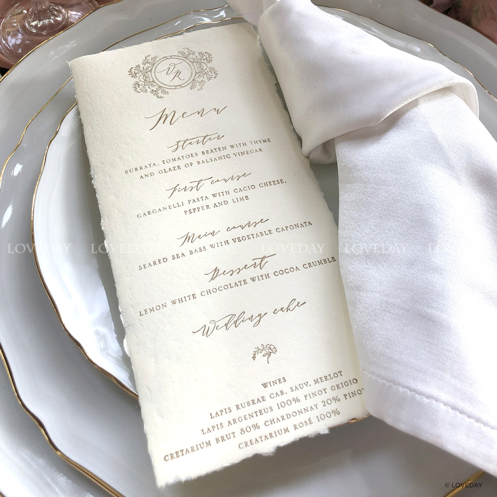 menu di nozze carta cotone by Loveday