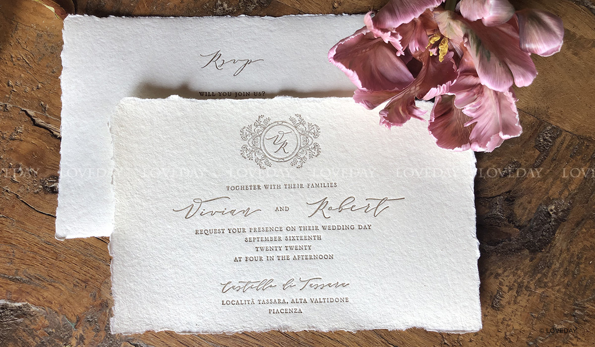 partecipazione matrimonio carta cotone fatta a mano letterpress by Loveday