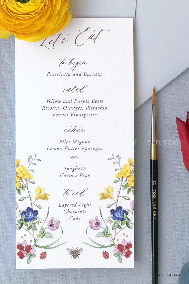 menu nozze fiori estate by Loveday