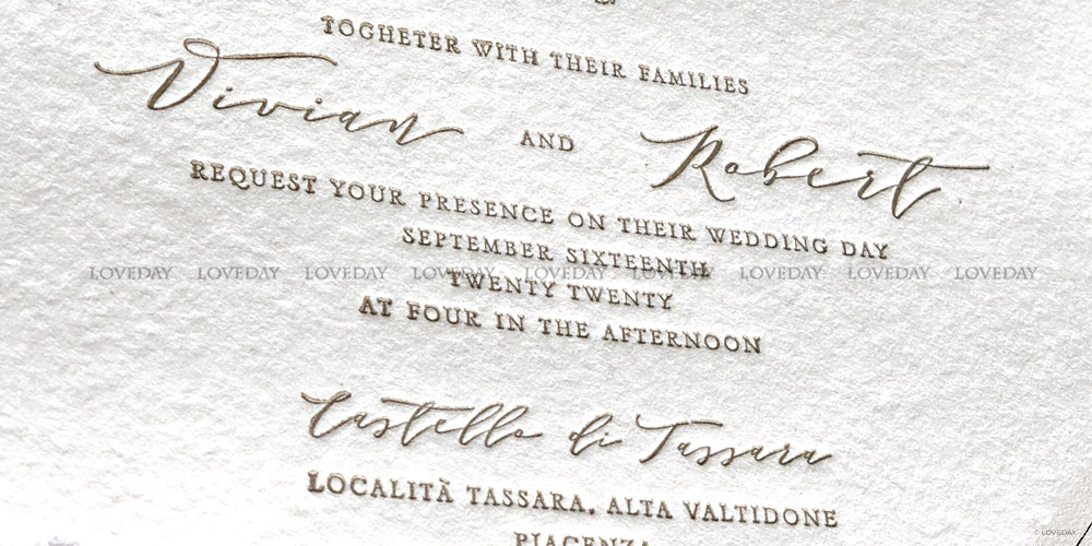 partecipazione matrimonio personalizzata carta cotone letterpress