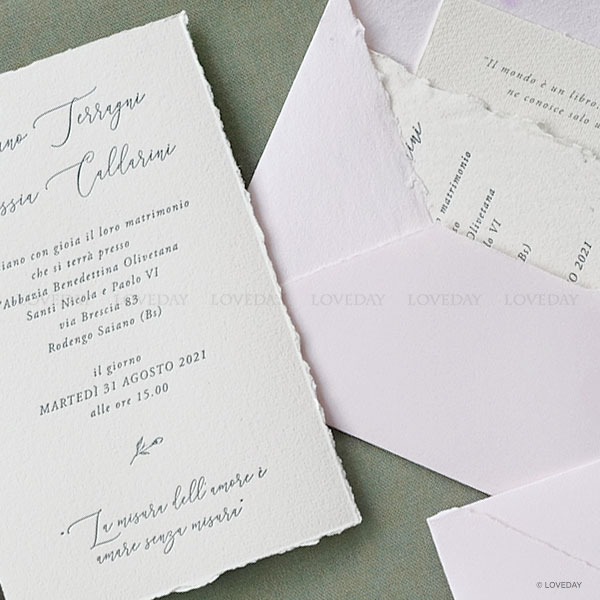 partecipazione matrimonio carta cotone letterpress