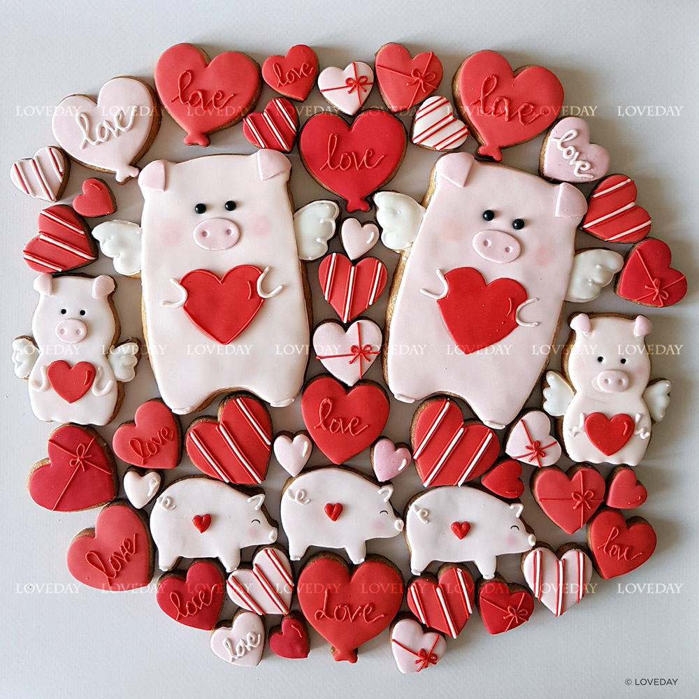 maialino san valentino cookies by Loveday