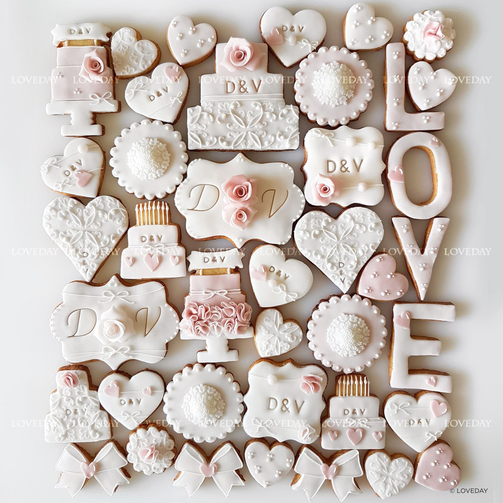 wedding cookies eleganti bianco rosa by Loveday