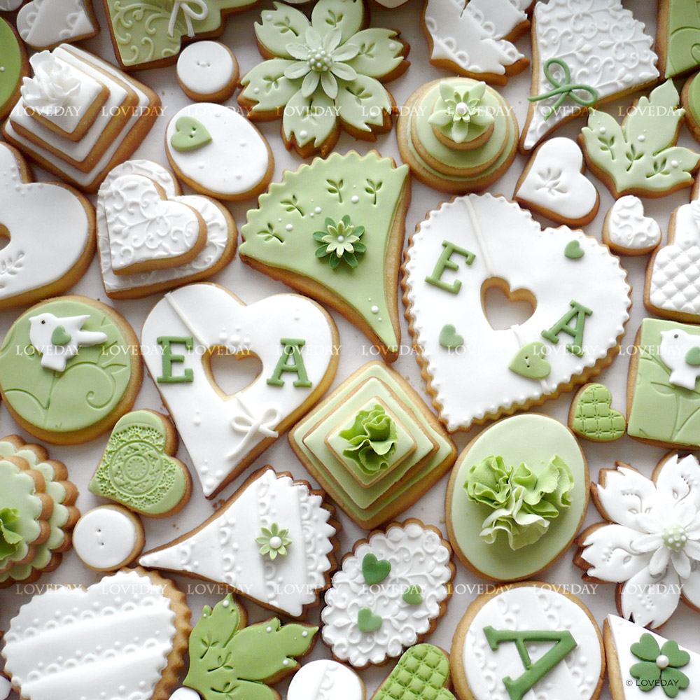 wedding cookies verde bianco by Loveday