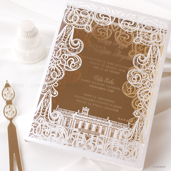 partecipazione matrimonio taglio laser 3D livelli