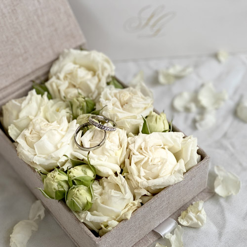 wedding box scatola tela tortora portafedi